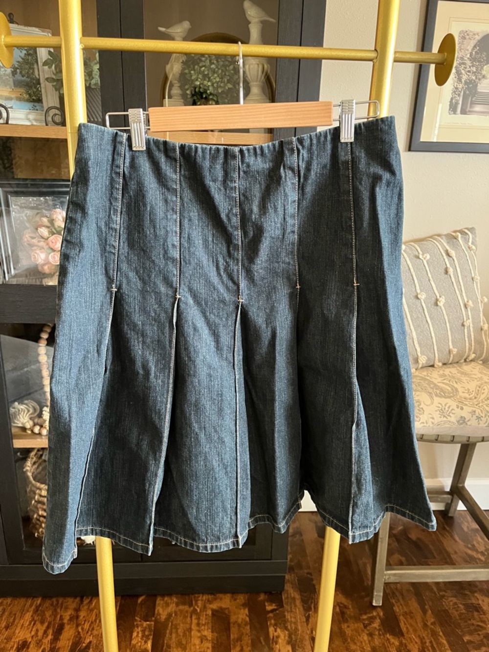 Dana Buchman Dark Blue Denim Circle Skirt